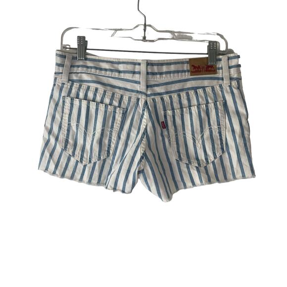 Levi's Juniors Size 5 Blue White Striped Cut Off Cotton Shorts‎ - Picture 3 of 9